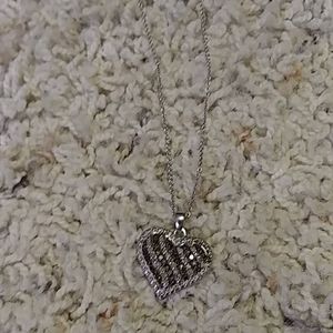 Real silver diamond heart necklace